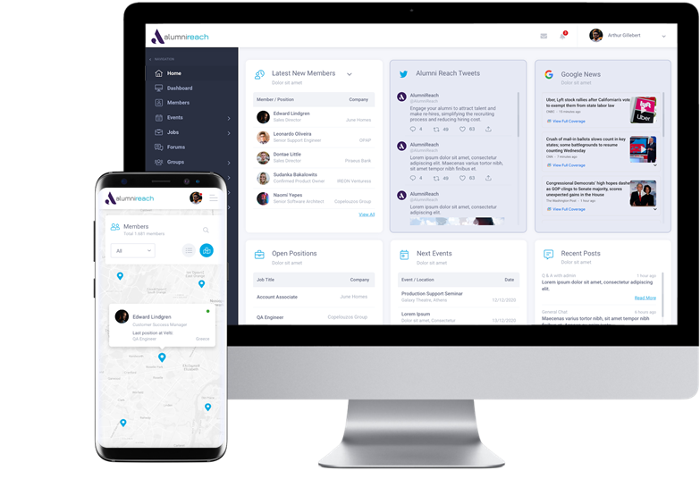 screenshot of Alumni Reach